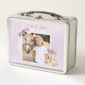 Meisjes Paarse Bloem Motief Paard (Voorkant)