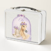 Meisjes Paarse Bloem Motief Paard (Voorkant)