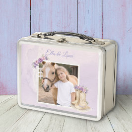 Meisjes Paarse Bloem Motief Paard