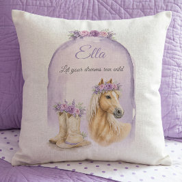 Meisjes Paarse Bloem Motief Paard Kussen