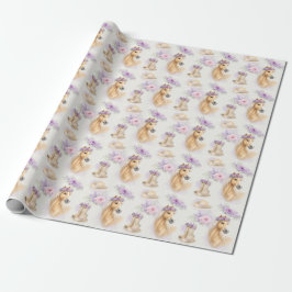 Meisjes Paarse Bloem Paard Cadeaupapier