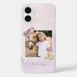Meisjes Paarse Bloemenschimmel iPhone 16 Hoesje