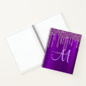 Meisjes Paarse drift Glitter monogram schetsbook Notitieboek (Binnen)
