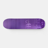 Meisjes Paarse driften Glitter Monogram Naam Persoonlijk Skateboard (Horizontaal)