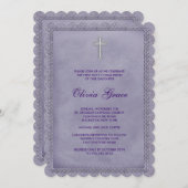 Meisjes Paarse eerste communie Kaart (Voorkant / Achterkant)