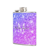 Meisjes Paarse en Roze Glitter Monogram Naam Heupfles (Links)