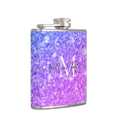 Meisjes Paarse en Roze Glitter Monogram Naam Heupfles (Rechts)