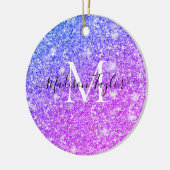 Meisjes Paarse en Roze Glitter Monogram Naam Keramisch Ornament (Links)