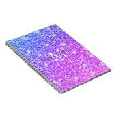 Meisjes Paarse en Roze Glitter Monogram Naam Notitieboek (Rechterzijde)