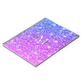Meisjes Paarse en Roze Glitter Monogram Naam Notitieboek (Linkerzijde)