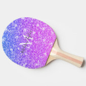 Meisjes Paarse en Roze Glitter Monogram Naam Tafeltennisbatje (Zijkant)