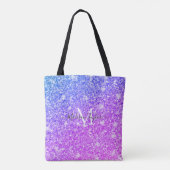Meisjes Paarse en Roze Glitter Monogram Naam Tote Bag (Achterkant)