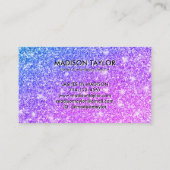 Meisjes Paarse en Roze Glitter Monogram Naam Visitekaartje (Achterkant)