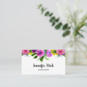 Meisjes Paarse en roze Waterverf Florale vrouwen Visitekaartje (Staand voorkant)