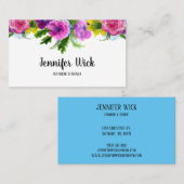 Meisjes Paarse en roze Waterverf Florale vrouwen Visitekaartje (Voorkant / Achterkant)