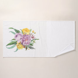 Meisjes Paarse Gele Chic Foral Bad Handdoek