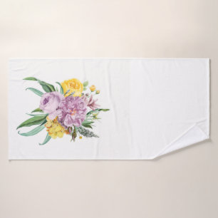 Meisjes Paarse Gele Chic Foral Bad Handdoek
