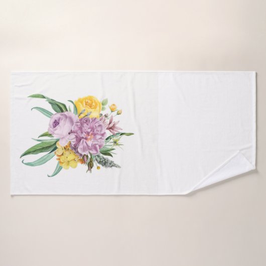 Meisjes Paarse Gele Chic Foral Bad Handdoek (Badhanddoek)