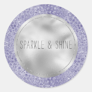 Meisjes Paarse Glitter Glitz Leopard print Ronde Sticker