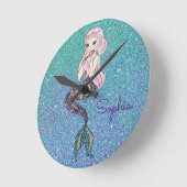 Meisjes Paarse Glitter Mermaid Wall Clock Ronde Klok (Hoek)