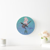 Meisjes Paarse Glitter Mermaid Wall Clock Ronde Klok (Huis)