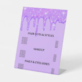 Meisjes Paarse Glitter Pedestal Sign Reclamebord Met Voetstuk (Voorkant)