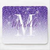 Meisjes Paarse Glitter Sparkle Monogram Muismat (Voorkant)