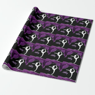 Meisjes Paarse Glitter Turnen Dans of Cheerleading Cadeaupapier