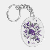 Meisjes paarse grijze basketballen sterren sleutelhanger (Voorkant Links)