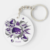 Meisjes paarse grijze basketballen sterren sleutelhanger (Achterkant)
