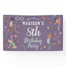 Meisjes Paarse Gymnastiek Kids Verjaardag Welkom