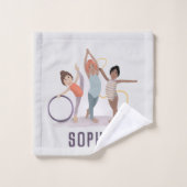 Meisjes Paarse Gymnastiek Patroon Monogram Kinder Bad Handdoek (Wasdoekje)