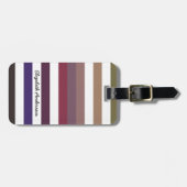 Meisjes Paarse horizontale strepen met naam Bagagelabel (Voorkant horizontaal)