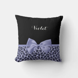 Meisjes Paarse Jaguar print lavender Bow met naam Kussen