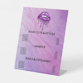 Meisjes Paarse lips Glitter Pedestal Sign Reclamebord Met Voetstuk (Voorkant)