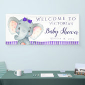 Meisjes Paarse Olifanten Baby shower Banners (Beurs)