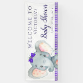 Meisjes Paarse Olifanten Baby shower Banners (Verticaal)
