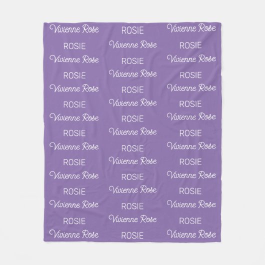Meisjes Paarse Persoonlijke Script Naam Fleece Deken (Voorkant)