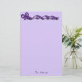 Meisjes Paarse ribbons Briefpapier (Staand voorkant)