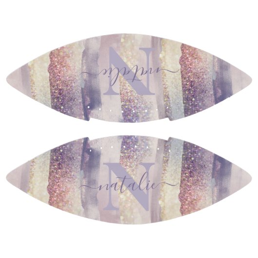 Meisjes paarse roze glitter sparkle initiaal name american football (Panelen)