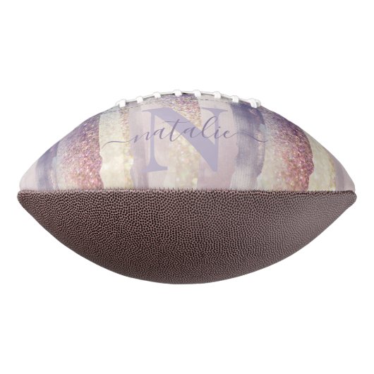 Meisjes paarse roze glitter sparkle initiaal name american football (Gedraaid 90)