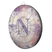 Meisjes paarse roze glitter sparkle initiaal name dartbord (Voorkant Rechts)