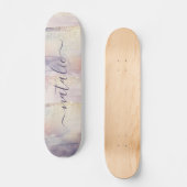 Meisjes paarse roze glitter sparkle initiaal name persoonlijk skateboard (Voorkant)