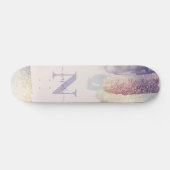 Meisjes paarse roze glitter sparkle initiaal name persoonlijk skateboard (Horizontaal)
