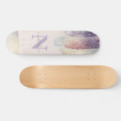 Meisjes paarse roze glitter sparkle initiaal name persoonlijk skateboard (Horizontaal)