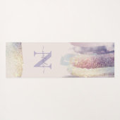 Meisjes paarse roze glitter sparkle initiaal name yogamat (Achterkant (horizontaal))