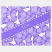 Meisjes paarse Softballs Patroon Monogrammed Fleece Deken (Voorkant (Horizontaal))