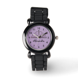 Meisjes paarse tiara prinsessen horloge