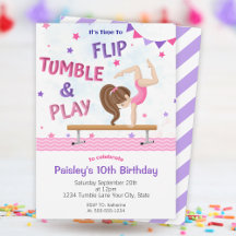 Meisjes Paarse tumbling Gymnastiek Birthday Party