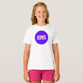 Meisjes Paarse Volleybal Custom Text School Letter T-shirt (Voorkant volledig)
